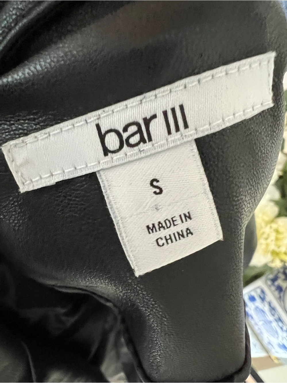 Bar III Black Faux Leather Moto Jacket with Silver Zippers - Picture 12 of 13